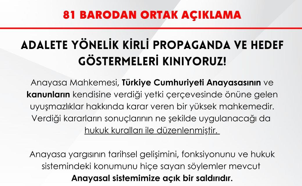 Adalete Yönelik Kirli Propaganda ve Hedef Göstermeleri Kınıyoruz