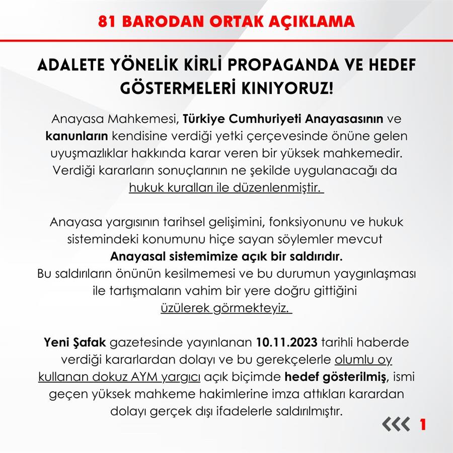 Adalete Yönelik Kirli Propaganda ve Hedef Göstermeleri Kınıyoruz