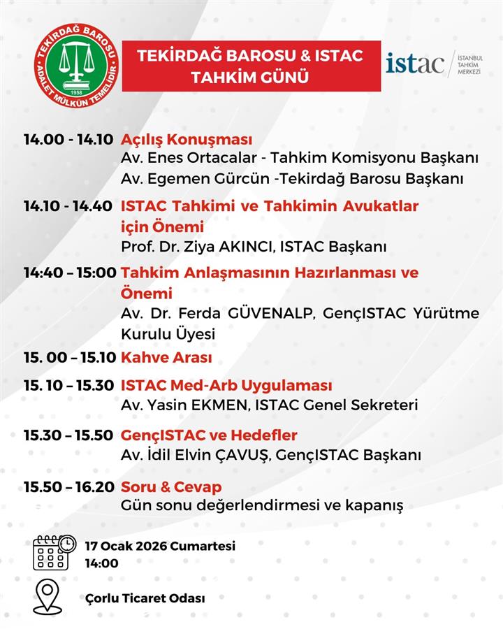 Tekirdağ Barosu & ISTAC Tahkim Günü