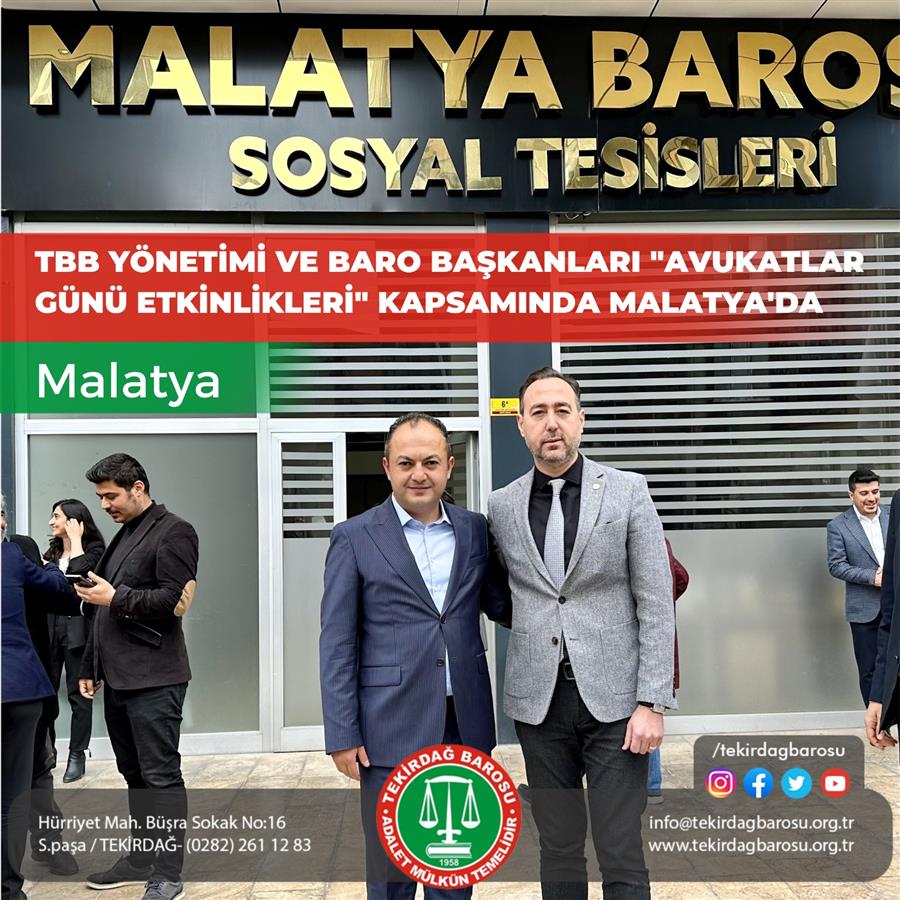 Baro Başkanımız Malatya'da Meslektaşlarımızla Buluştu